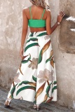 Casual Graphics Print Spaghetti Strap Sleeveless Vests Crop Tops And Wide Leg Pants Vacation Two Pieces Trouser Set