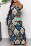 Casual Graphics Print Off Shoulder Short Sleeve Floor Length Loose Vacation Maxi T-shirt Dresses