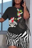 Casual Graphics Print O Neck Short Sleeve Oversize T-shirt And Shorts Two Pieces Shorts Sets