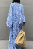 Casual Graphics Print Long Cardigan Belted Vacation Beach Swimwears Cover Up