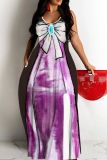 Sleeveless Graphics Print Backless Spaghetti Strap Floor Length Long Baggy Vacation Maxi Slip Dresses