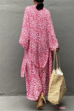 Casual Graphics Print Long Cardigan Belted Vacation Beach Swimwears Cover Up