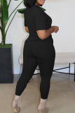 Casual Letters Print O Neck Short Sleeve Oversize T-shirt And Skinny Pants Two Piece Trouser Sets