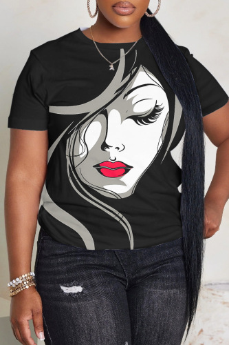 Casual Graphics Print O Neck Short Sleeve Oversize T-Shirts