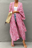 Casual Graphics Print Long Cardigan Belted Vacation Beach Swimwears Cover Up