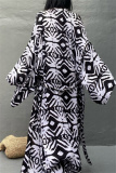Casual Graphics Print Long Cardigan Belted Vacation Beach Swimwears Cover Up