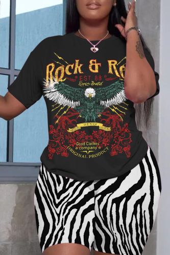 Casual Graphics Print O Neck Short Sleeve Oversize T-shirt And Shorts Two Pieces Shorts Sets