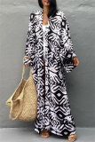 Casual Graphics Print Long Cardigan Belted Vacation Beach Swimwears Cover Up