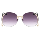 Frameless Round Oversized Women's Cat Eye Metal Sunglasses UV Protection Shades