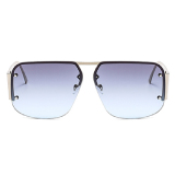 Retro Metal Semi-Rimless Square Shades With Anti-UV Protection Alloy Temples Sunglasses