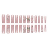 Casual Butterfly Flowers Decor Extra Long French Square Press On Nail Art
