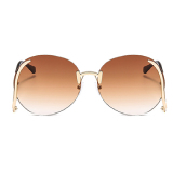 Frameless Round Oversized Women's Cat Eye Metal Sunglasses UV Protection Shades