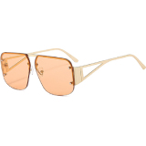 Retro Metal Semi-Rimless Square Shades With Anti-UV Protection Alloy Temples Sunglasses