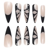Casual Butterfly Rhinestone Decor Pressed French Nail Art