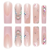 Casual Butterfly Rhinestone Decor Pressed French Nail Art