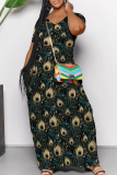 Casual Graphics Print V Neck Short Sleeve Floor Length Long Pockets Vacation Loose T-shirt Midi Dresses