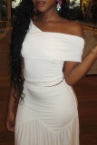 Casual Off Shoulder Short Sleeve Crop Tops And Pleated Maxi Skirt Vacation Two Pieces Dress Sets