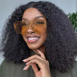 Retro Metal Semi-Rimless Square Shades With Anti-UV Protection Alloy Temples Sunglasses