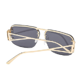 Retro Metal Semi-Rimless Square Shades With Anti-UV Protection Alloy Temples Sunglasses
