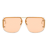 Retro Metal Semi-Rimless Square Shades With Anti-UV Protection Alloy Temples Sunglasses
