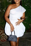 Formal Oblique Collar Short Sleeve Backless Slit Tops And Bubble Hem Mini Skirts Party Evening Two Pieces Dress Sets