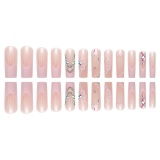 Casual Butterfly Rhinestone Decor Pressed French Nail Art