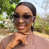 Retro Metal Semi-Rimless Square Shades With Anti-UV Protection Alloy Temples Sunglasses