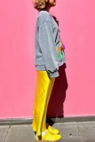 Casual Figure Print O Neck Long Sleeve Oversize Sweatshirt