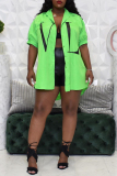 Casual Letters Print Turndown Collar Half Sleeve Buckle Ruched Vacation Loose Button Up Blouse