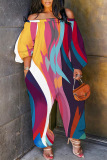 Casual Graphics Print Off Shoulder Long Sleeve Vacation Harem Jumpsuits