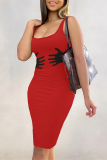 Casual Graphics Print U Neck Sleeveless Bodycon Midi Tank Dresses