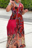 Sexy Graphics Print Backless Sleeveless Spaghetti Strap Floor Length Long Baggy Vacation Maxi Slip Dresses