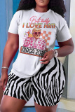 Casual Graphics Print O Neck Short Sleeve Oversize T-shirt And Shorts Two Pieces Shorts Sets