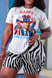 Casual Graphics Print O Neck Short Sleeve Oversize T-shirt And Shorts Two Pieces Shorts Sets