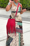Sexy Graphics Print Backless Sleeveless Spaghetti Strap Floor Length Long Baggy Vacation Maxi Slip Dresses