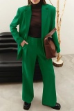 Formal Turn-back Collar Long Sleeve Blazer And Straight Leg Pants Office Lady Two Pieces Suit Set
