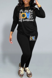 Sportwear Casual Letter Print O Neck Long Sleeve Tops And Skinny Pants Set Two Pieces Tracksuit Set