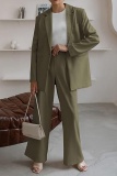 Formal Turn-back Collar Long Sleeve Blazer And Straight Leg Pants Office Lady Two Pieces Suit Set