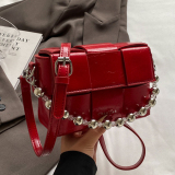 Casual Chain Flap Decor Woven Plaid Crossbody Mini Square Bag