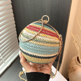 Casual Rainbow Color Knitting Vacation Beach Chains Bags