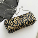 Casual Leopard Print Chains Handbag Zipper Bags