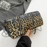 Casual Leopard Print Chains Handbag Zipper Bags