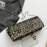 Casual Leopard Print Chains Handbag Zipper Bags