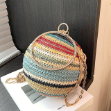 Casual Rainbow Color Knitting Vacation Beach Chains Bags