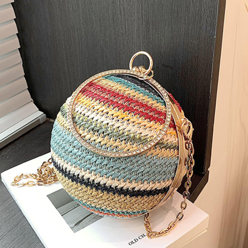 Casual Rainbow Color Knitting Vacation Beach Chains Bags