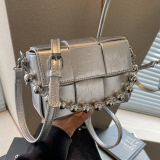Casual Chain Flap Decor Woven Plaid Crossbody Mini Square Bag