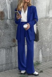 Formal Turn-back Collar Long Sleeve Blazer And Straight Leg Pants Office Lady Two Pieces Suit Set