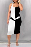 Casual Graphics Print U Neck Sleeveless Bodycon Midi Tank Dresses