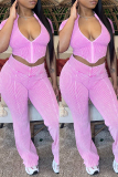 Casual Zipper Collar Short Sleeve Crop Tops And Skinny Pants Two Pieces Trouser Sets