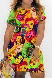 Casual Graphics Print Basic O Neck Short Sleeve Bodycon Mini T-shirt Dress